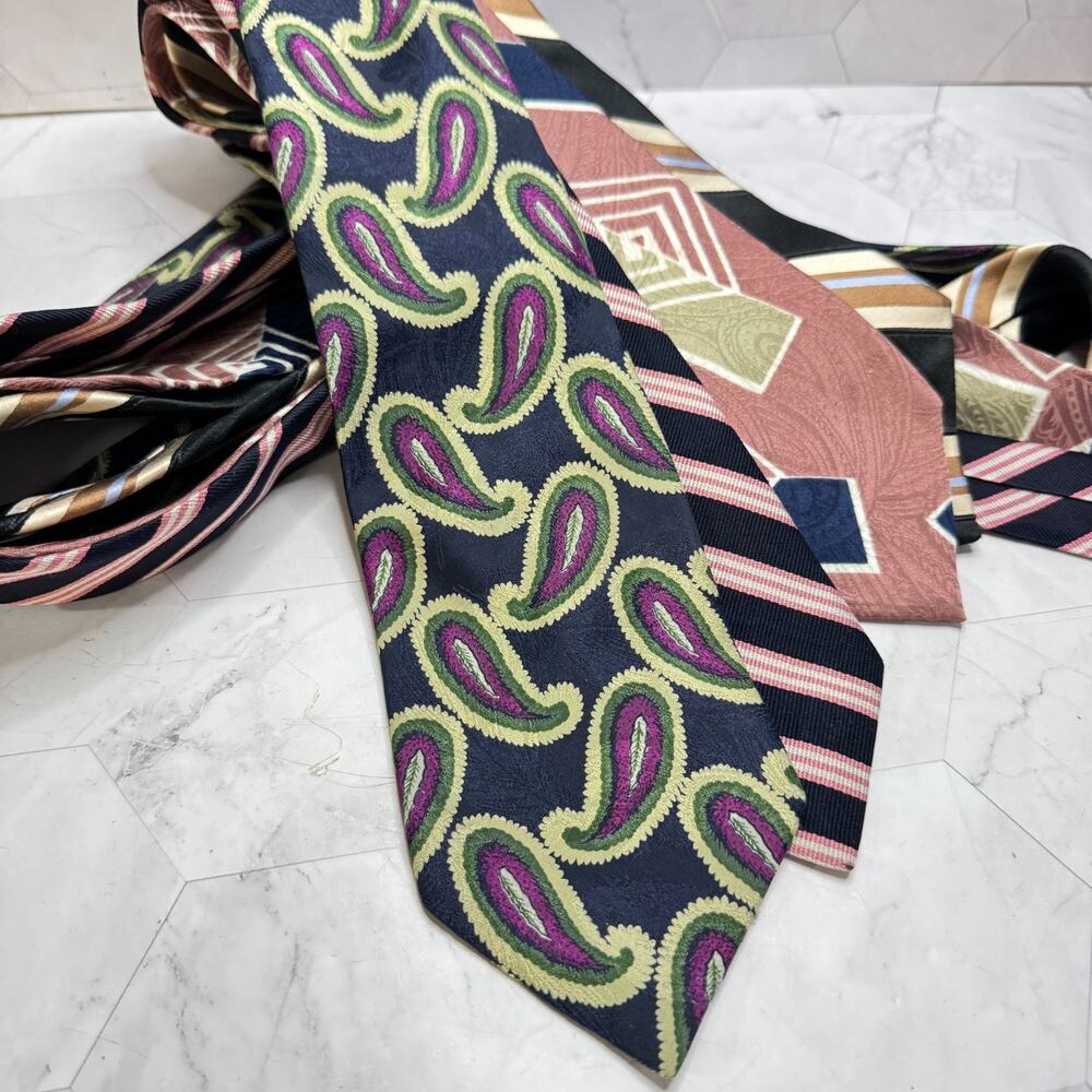 Lot of 4 Vtg Designer Ties 100% Silk Behar Kassel Pulitzer Hugo Boss Y2K Retro
